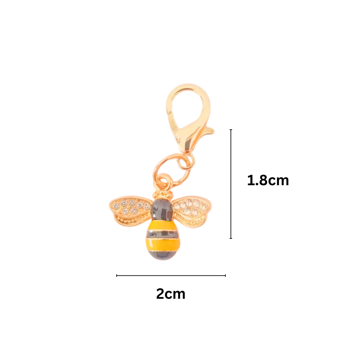 bee charm keyring with 1.8cm height and 2cm width