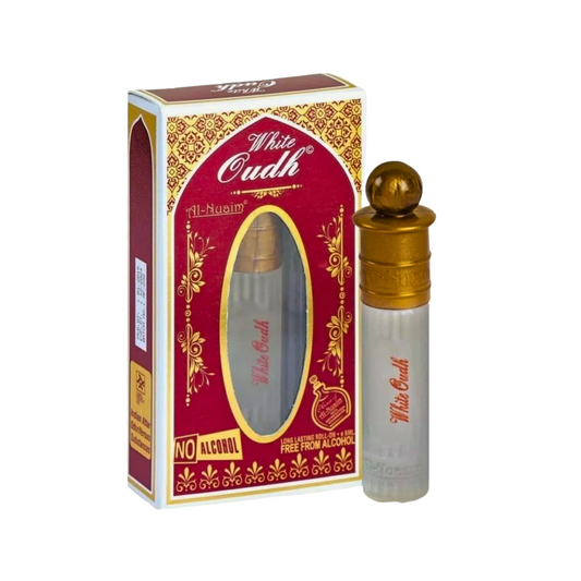 white oud by al nuaim red box and 6ml bottle with gold cap 