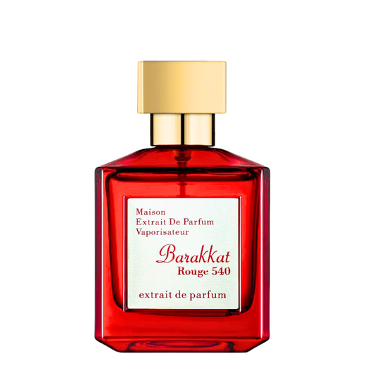 Barakkat Rouge 540  Perfume Bottle elegant design with red and gold accents