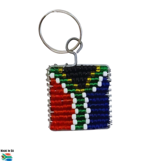 South african Flag wire beaded keyring square shape