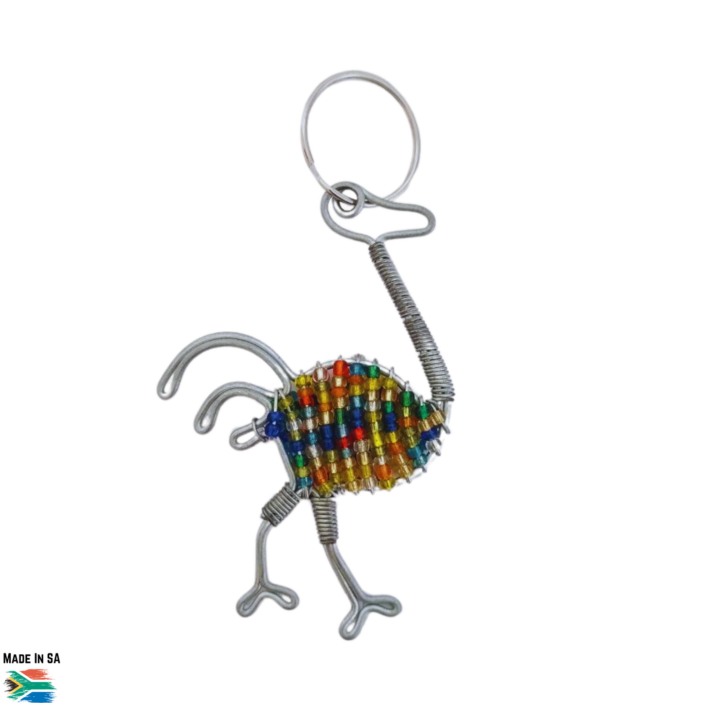 Ostrich beaded multicolor beaded wire keyring 