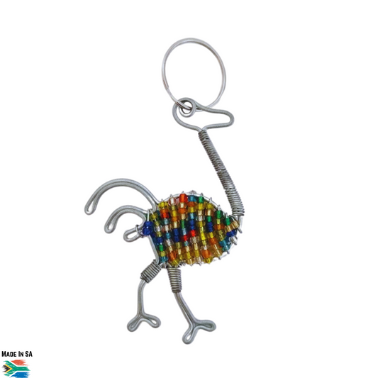 Ostrich beaded multicolor beaded wire keyring 
